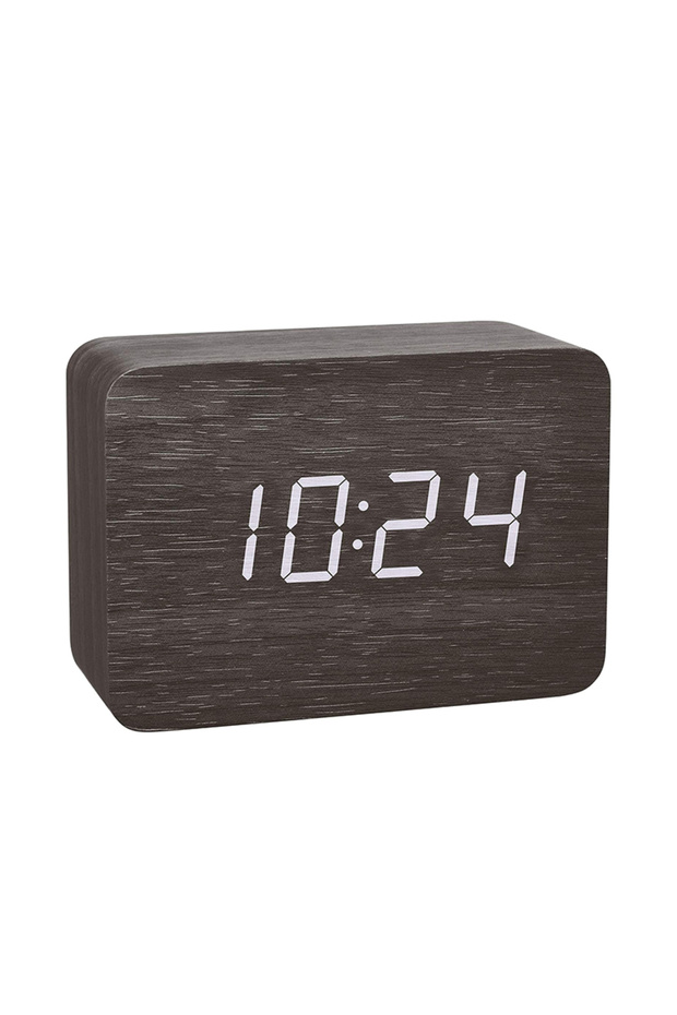 black Wooden Digital Alarm Clock for Bedroom Office Kitchen Bathroom Desk Clock with Temperature Ret