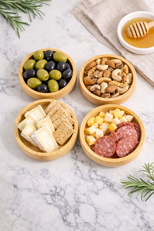 4 lü bambu çerezlik - 1