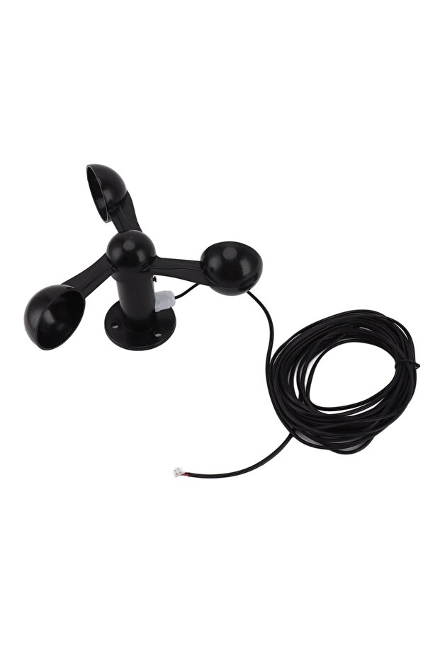 black Three Cups Wind Speed Sensor Monitoring 8M 360 Degree Anemometer Cups Waterproof Accurate Wind
