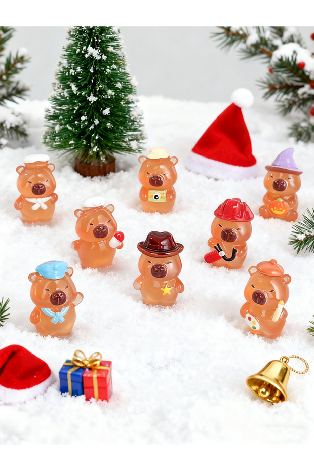 20pcs Random Style 10/20PCS Glow In The Dark Capybara Figurines Luminous Mini Resin Christmas Decor