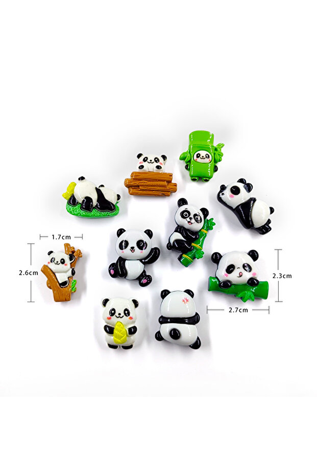 10pcs Pandas 10pcs Bamboo Panda Fridge Magnet Cartoon Animal Whiteboard Sticker Resin Refrigerator M