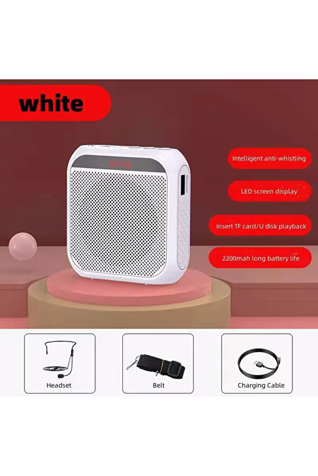 white Bullhorn Megaphone Shop Voice Sound Audio Amplifier For Portable Speaker With Microphone Megaf