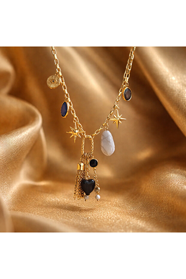 Star and Stone Detailed Necklace