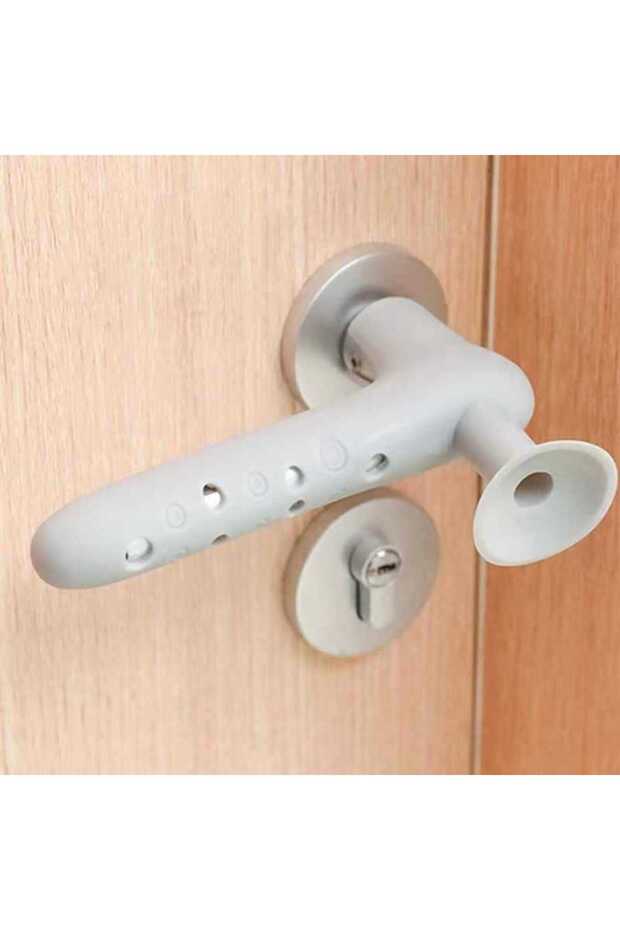 Light Grey Door Handle Covers with Anti-Collision Suction Cup Thickened Silicone Door Knob Glove Cov
