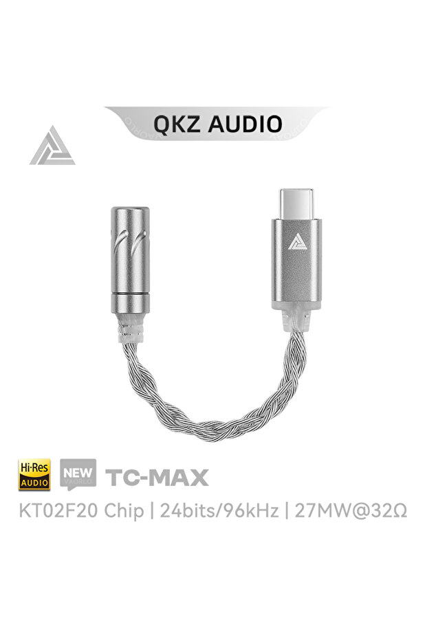 TC-MAX Siliver QKZ TC MAX Pro USB Type C إلى 3.5 ملم مضخم صوت سماعات الرأس، وحدة فك تشفير الصوت، مضخم صوت سماعات الأذن، مضخم صوت للهواتف المحمولة