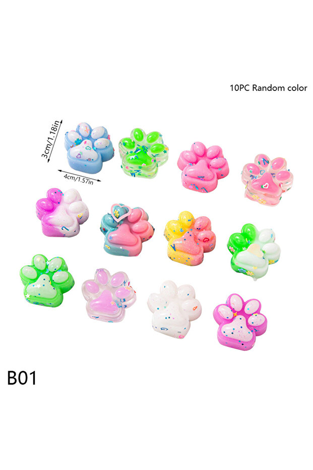 10pcs Random 10pcs 10pcs Mini Cute Cat Claw Plush Pinch Fun Colorful Halloween Christmas Party Pack
