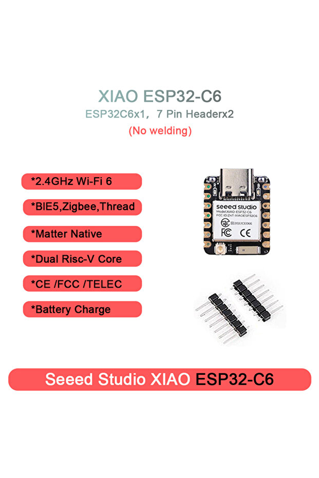 ESP32-C6 Seeed XIAO ESP32-C3/C6/S3 Mini Board | WiFi 6/BLE 5.3 for Smart Home/Industry/Arduino IoT E