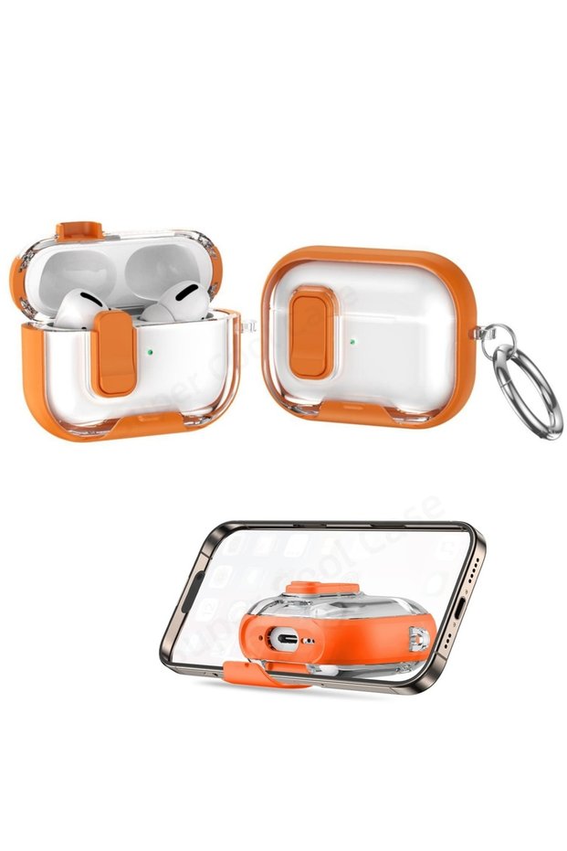 for AirPods Pro 3 Orange 2025 for AirPods Pro 3 Earphone Case Safety Lock Phone Stand Design for Air