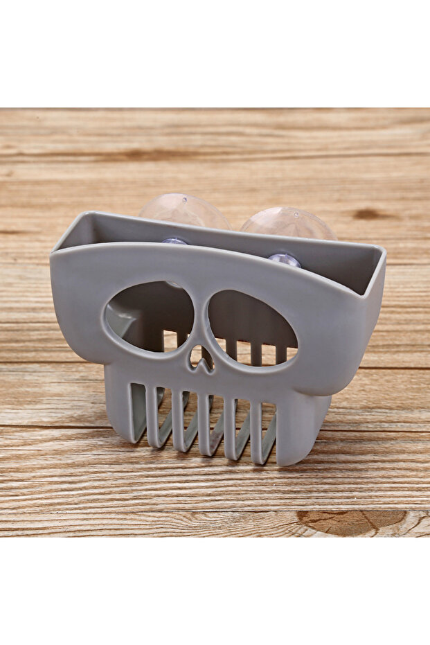 gray Creative kitchen dishwashing sponge drain rack suction cup sink storage rack wall mounted scour
