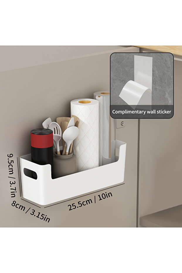 S White Wall-Mounted Cabinet with a Door Storage Box, Designed for Cabinet Hooks for Cling Film,Stor