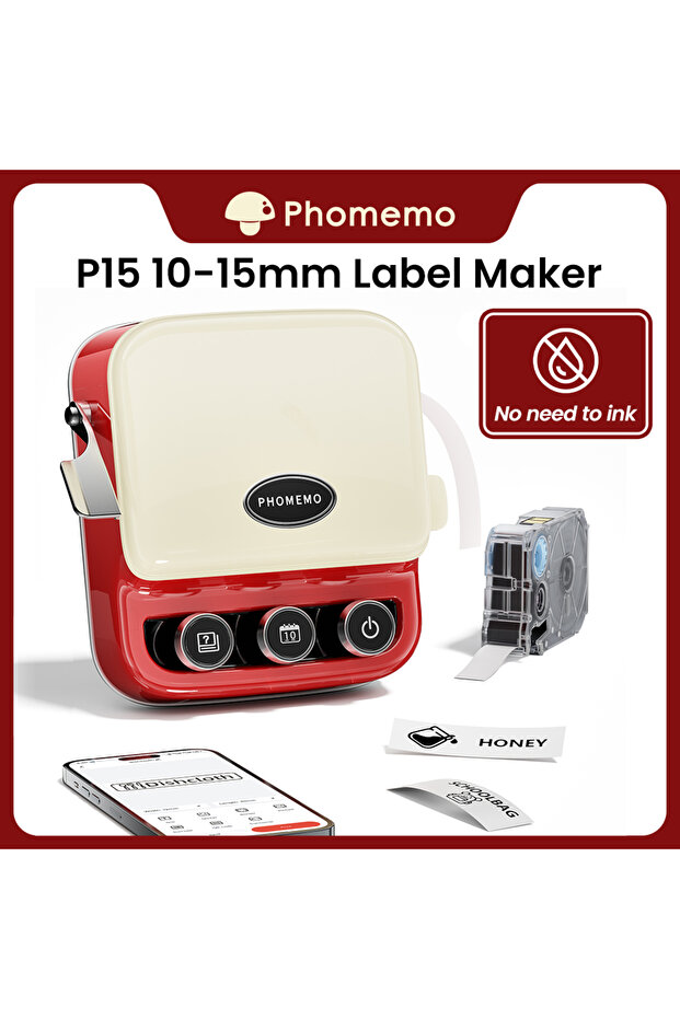 [إصدار جديد] طابعة ملصقات Phomemo P15، طابعة طباعة حراري بتقنية النقل الحراري 6-15 مم، مزودة بتقنية بلوتوث...