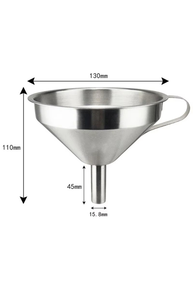 Silver-1pc Funnel Kitchen 304 Stainless Steel Funnel Oil Liquid Funnel with Strainer Small Metal Foo