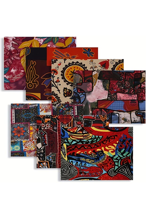 20x25cm MULTI Indian Fabric,7 PCS Ethnic Linen Fabric,50 x 40cm/ 20 x 16 Inches Vintage Fat Quarters