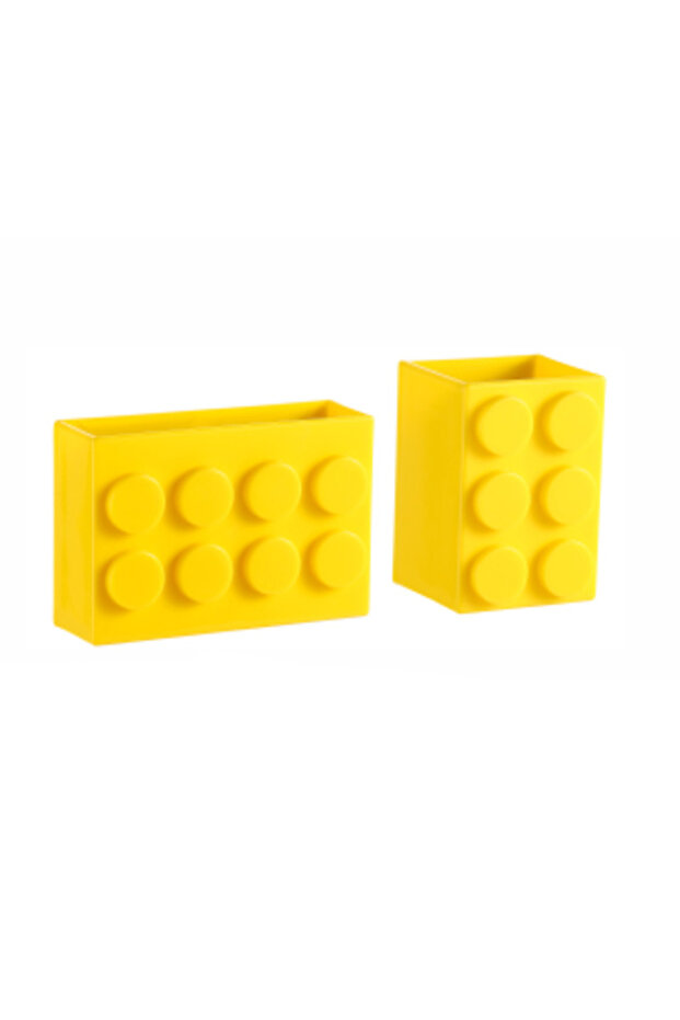 Yellow 2PCS/set Block-shaped Magnetic Storage Box Refrigerator Magnet Organizer Fridge Door Punch-fr