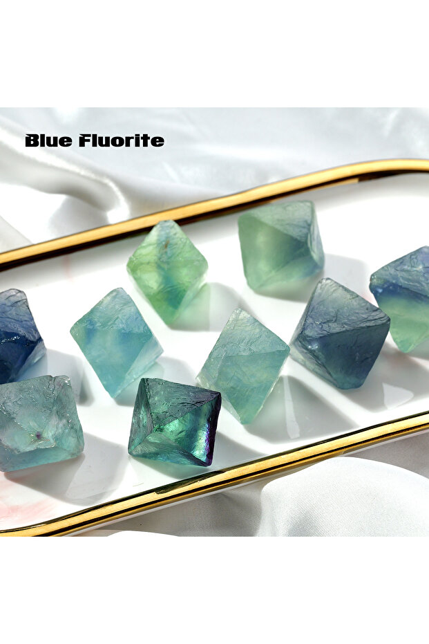 1PC Blue 1PC Natural Crystal Purple Green Blue Fluorite Raw Stone Block Irregular Ore Home Decor Aqu