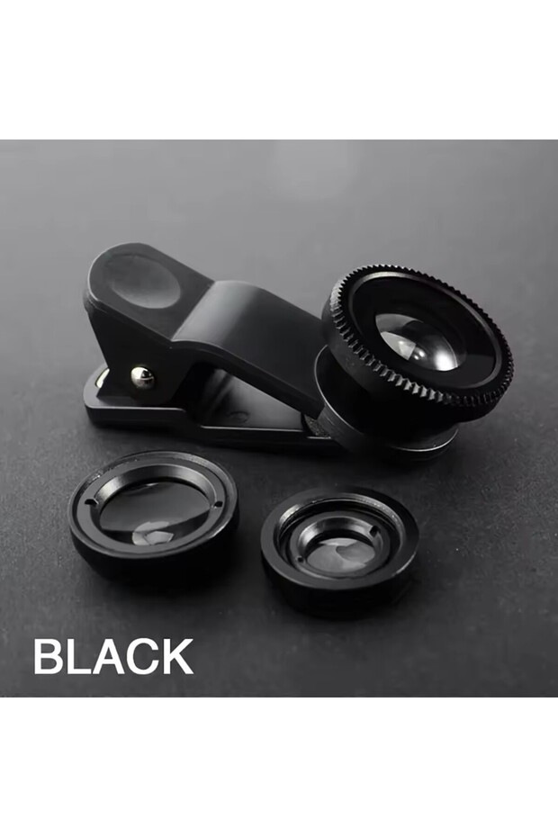 Black 3 in 1 Fisheye Phone Lens Wide Angle Zoom Lens Fish Eye Macro Lenses Camera Kits With Clip Len