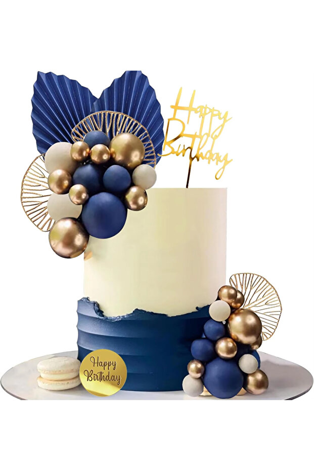 30pcs blue 29pcs Blue White Gold Balls Cake Toppers Balls Birthday Cake Decorations for Birthday Boh