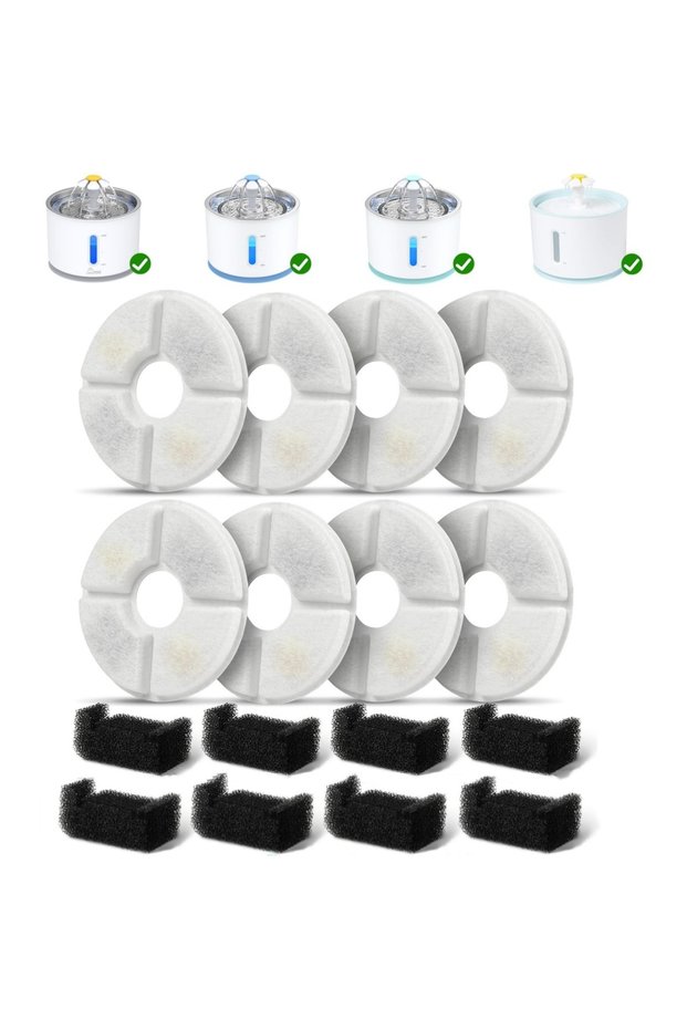 for Diameter 12.7cm 8 Filters - 8 Sponge Cat Water Fountain Filter Replacement,4/8/12pcs Round Carbo