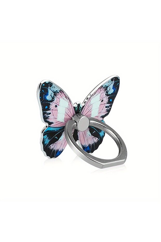 Blue Luxurious Cartoon Butterfly Cellphone Finger Ring Holder Smartphone Accessories for iPhone 17 1