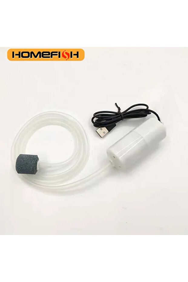 white Portable USB Aquarium Air Pump:Mini Oxygenator for Fish Tanks and Aquatic Accessories