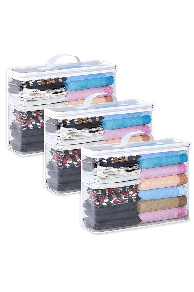3pcs Transparent Storage Bag Quilt Clothing Storage Bag Waterproof and Moisture-proof Quilt Organizi