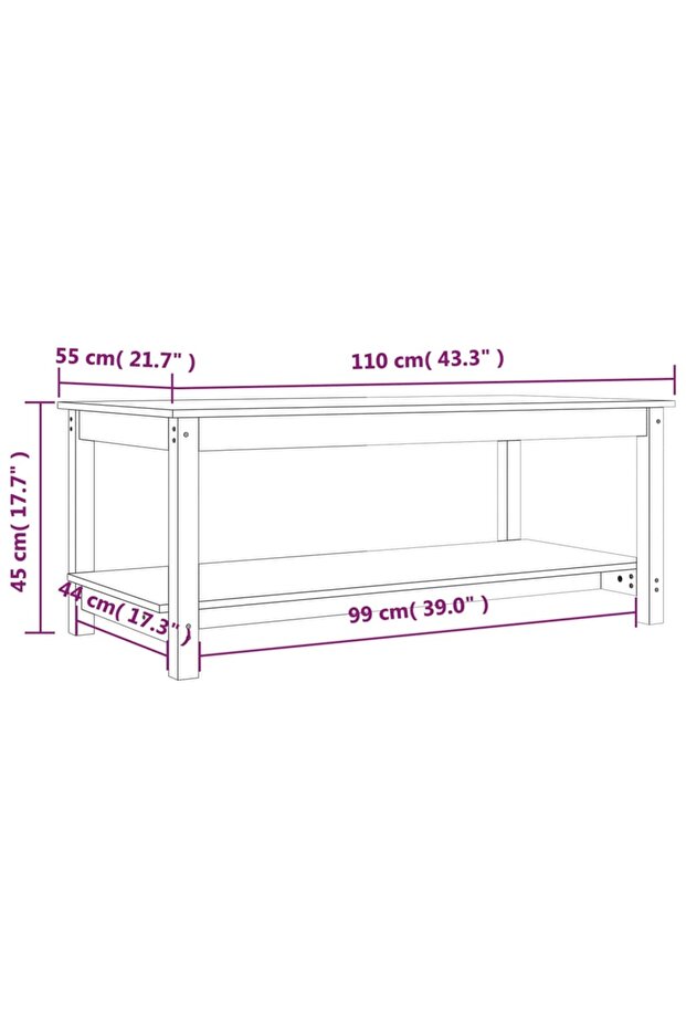 Coffee table, gray, 110x55x45 cm, solid pine wood - 8