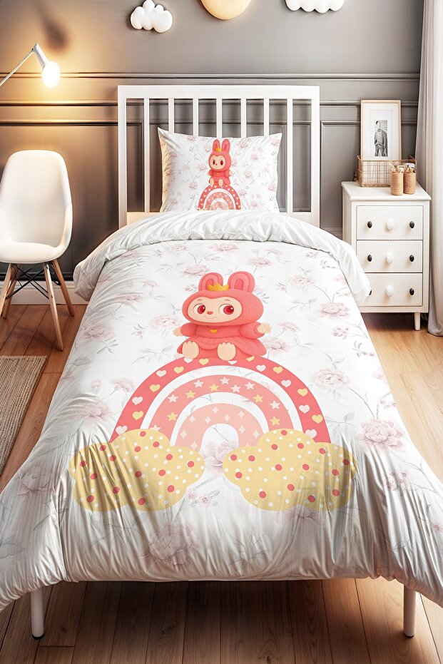 Floral Rainbow Pofi Patterned Single Baby Kids Bedding Set