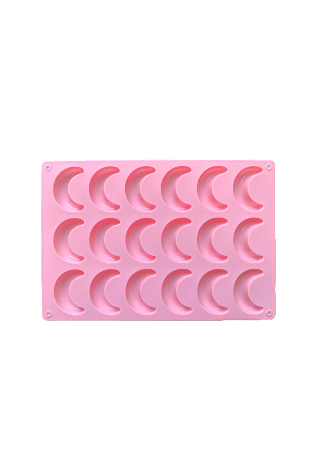 011pink 1pc 18 cavity moon shaped chocolate candy silicone mold DIY ice grid jelly gummy cake decora