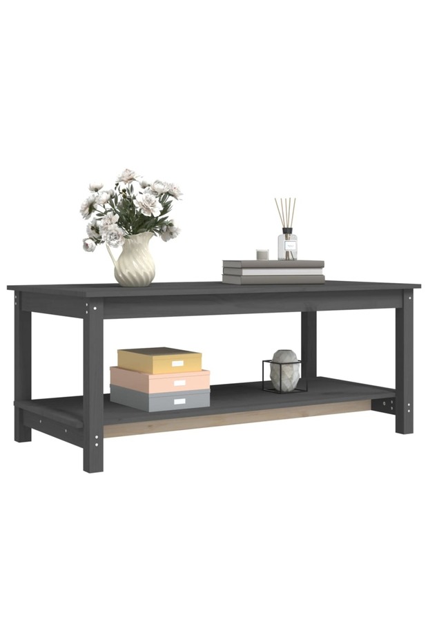 Coffee table, gray, 110x55x45 cm, solid pine wood - 4
