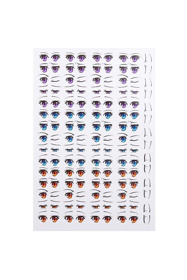 E 12 Different Models of Eye and Mouth Stickers, Handmade DIY Clay Doll Eyes, Ultra-Light Soft Poly.