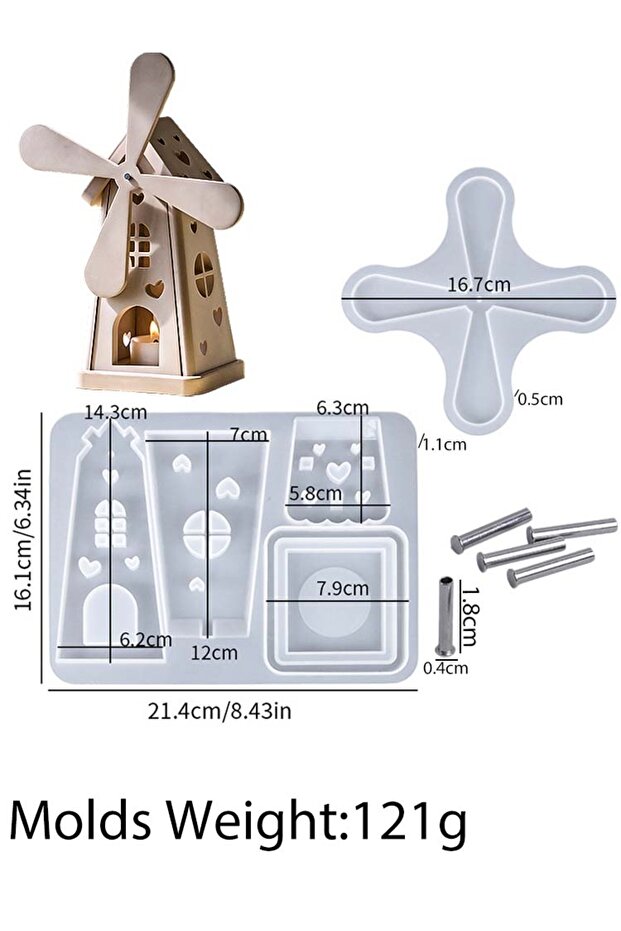 02 Creativity Spinning Windmill Candle Holder Silicone Mold DIY Handmade Splicing House Candlestick