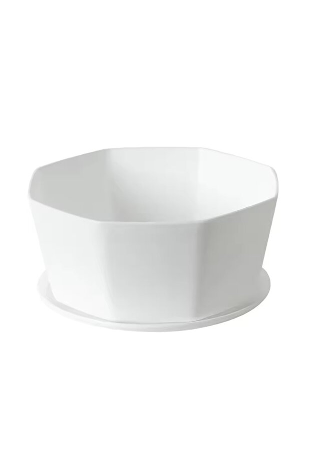 WHITE 1pc Simple Flower Pot Set Planter Succulent Plants Large Opening Bottom Tray Indoor Flowerpot