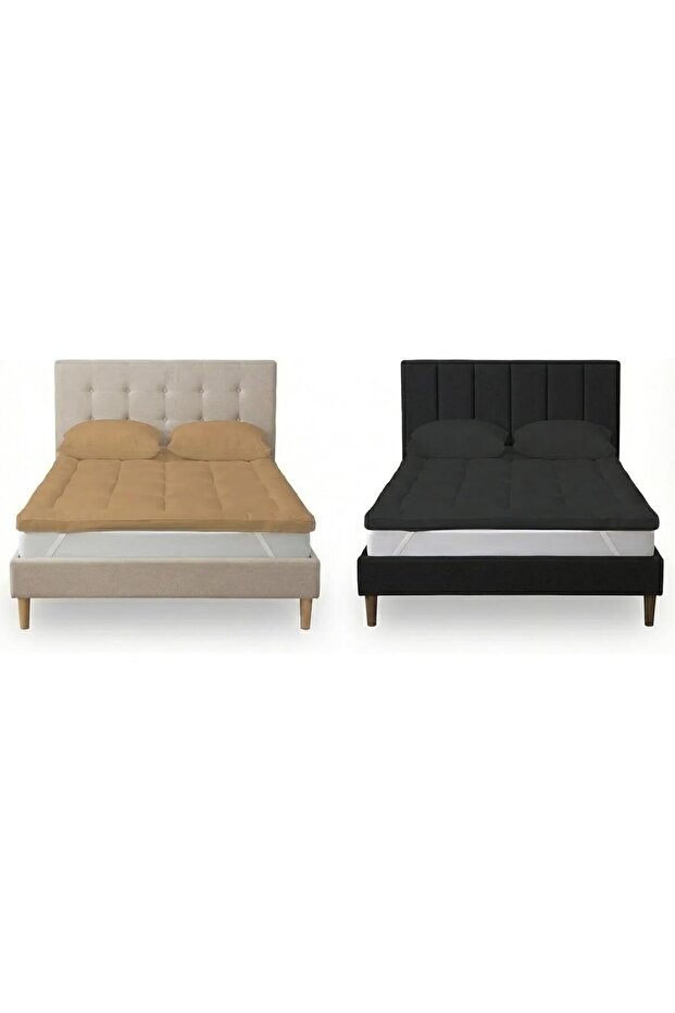 DORMICO Microfiber Mattress Topper Pack of 2 | 5cm Thick Mattress Topper (200x200) | Plain 90 GSM Lu