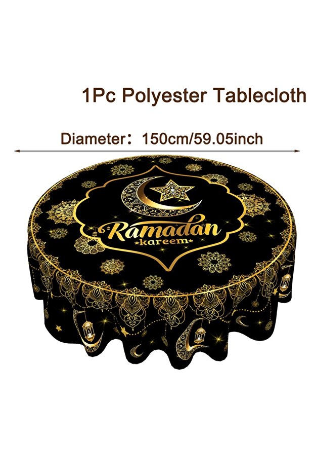 Style-A Ramadan Round Table Cover Ramadan Decoration 2026 for Home Tablecloth Ramadan Kareem Islamic