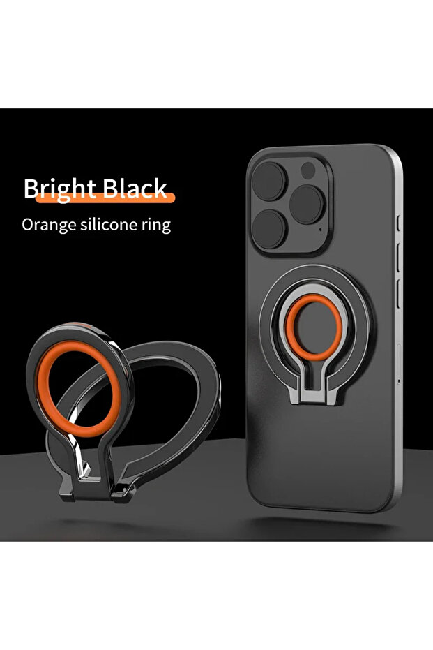 Black Orange Mobile Phone Finger Ring Magnetic Holder for Magsafe Magnet Bracket 360° Degree Rotatio