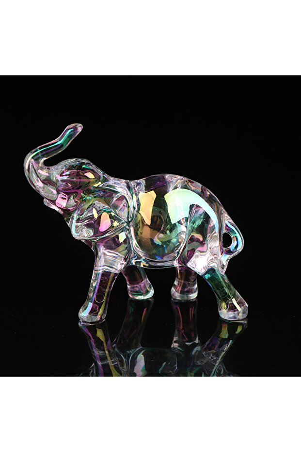 Multicolor Cute Crystal Elephant Statue Mini Animal Statue Baby Elephant Ornaments Handicraft Deskto