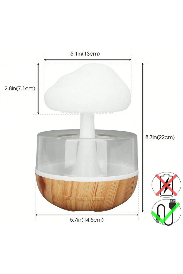 موزع روائح متعدد الاستخدامات برائحة المطر السحابي المهدئ، مع ضوء ليلي ومرطب جو، وموزع روائح على شكل قطرات المطر. - 3