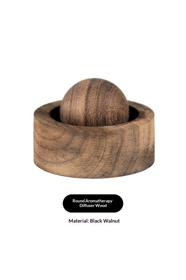 C-1pc-black Car & Home Essential Oil Diffuser - Made of Wood Mini Cute Natural Fragrance Diffuser Su