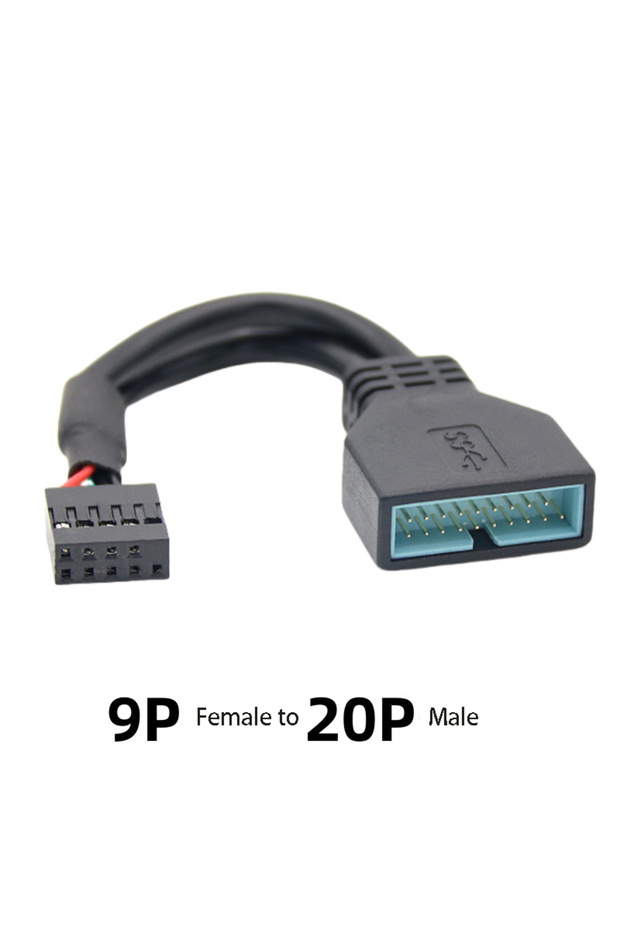 9pin F to 20pin M Motherboard 9PIN to 20PIN Flex Cable USB2.0 to USB3.0 Data Transfer Copper Convert