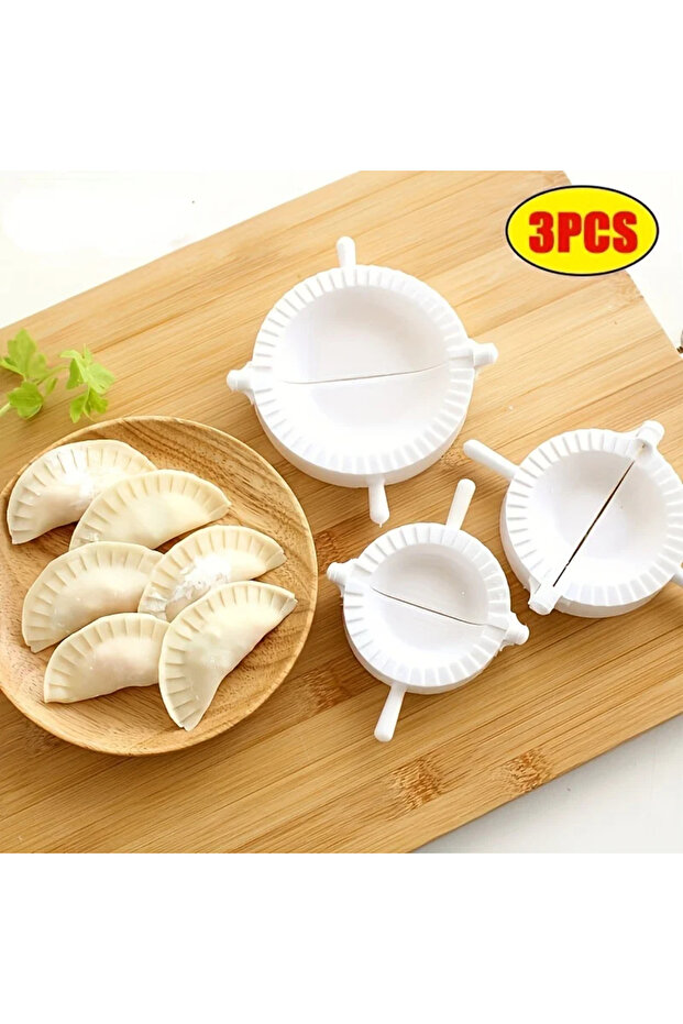 3pcs White Dumpling Mold Maker 3 Pack - Quick Press Dumpling Press Tool, Easy Plastic Dumpling Maker - 1