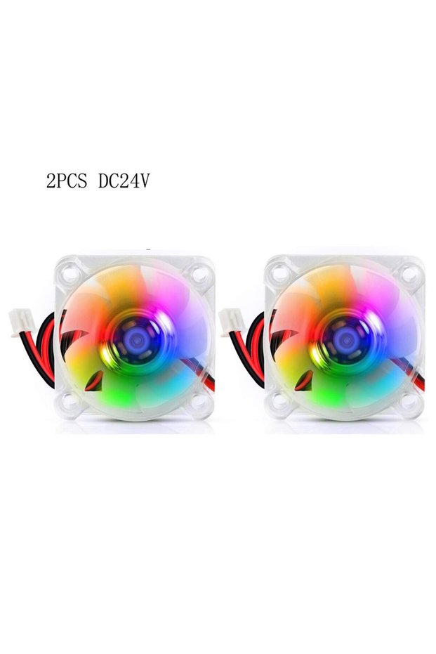 2PCS 24V 2pcs 40mm RGB Fan 12V 24V Ender 3 Fan Upgrade 24 Volt Fans LED Colorful 4010 Hydraulic Bear