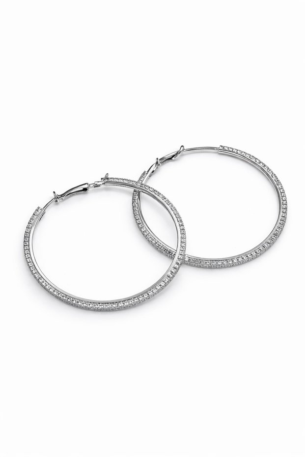 Women's Steel Stone Hoop Earrings Do Not Lose Color