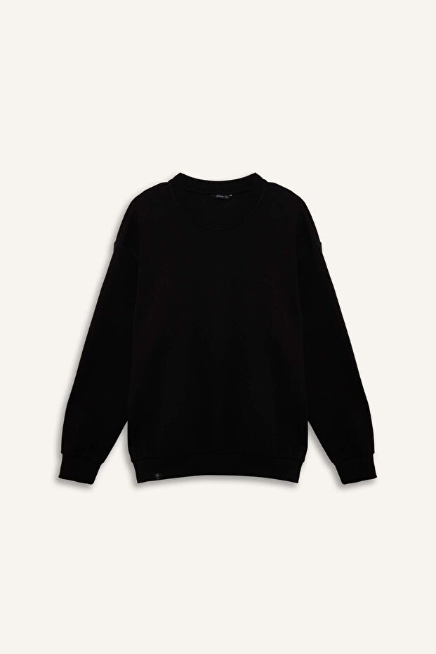Cotton Boxy Fit Oversized Crew Neck Pique Sweatshirt H1001Ax26Sp