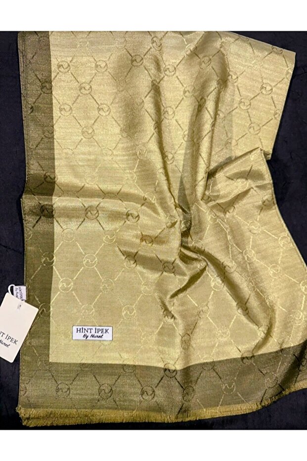 Monogram desenli HİNT İPEK ŞAL - 2