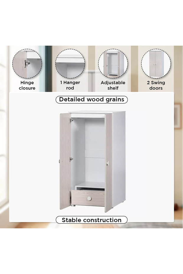 خزانة ملابس فانيلا للأطفال الصغار ببابين - 5