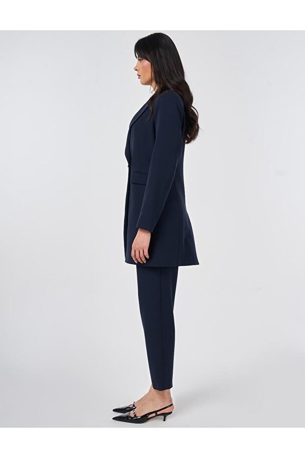Single Button Blazer Jacket Dark Navy - 3