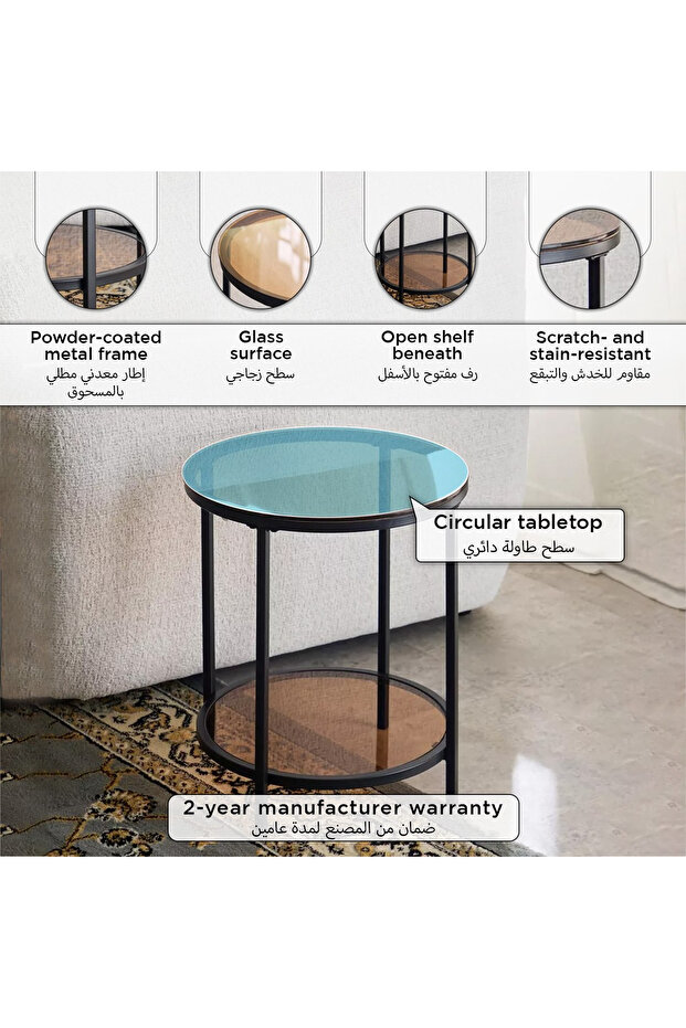 طاولة جانبية علوية من الزجاج المقوس - 8