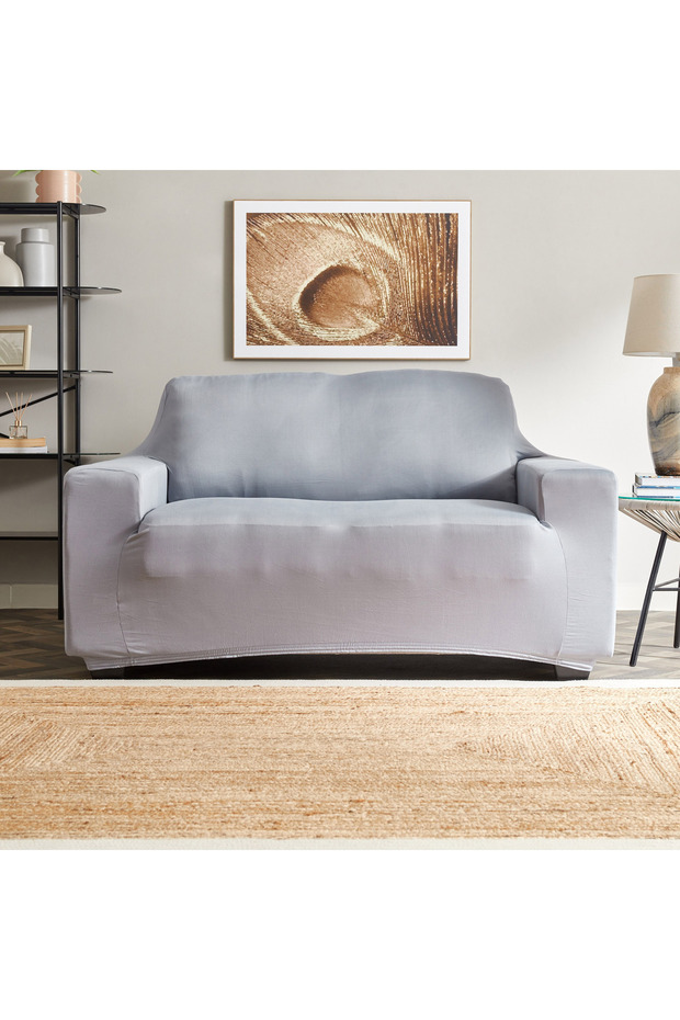 Squab Solid 2-Seater Sofa Cover - 2