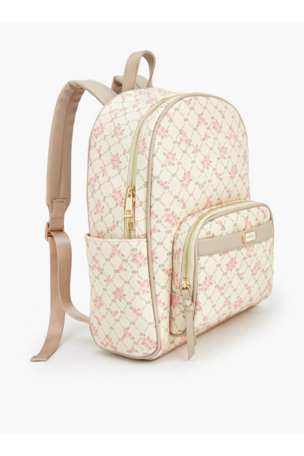 Floral Monogram Print Backpack - 2