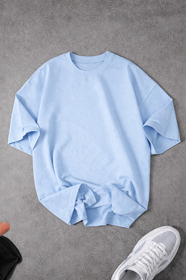 Unisex Men'S/Women's Plain Unprinted Oversize Crew Neck Combed Cotton T-Shirt
